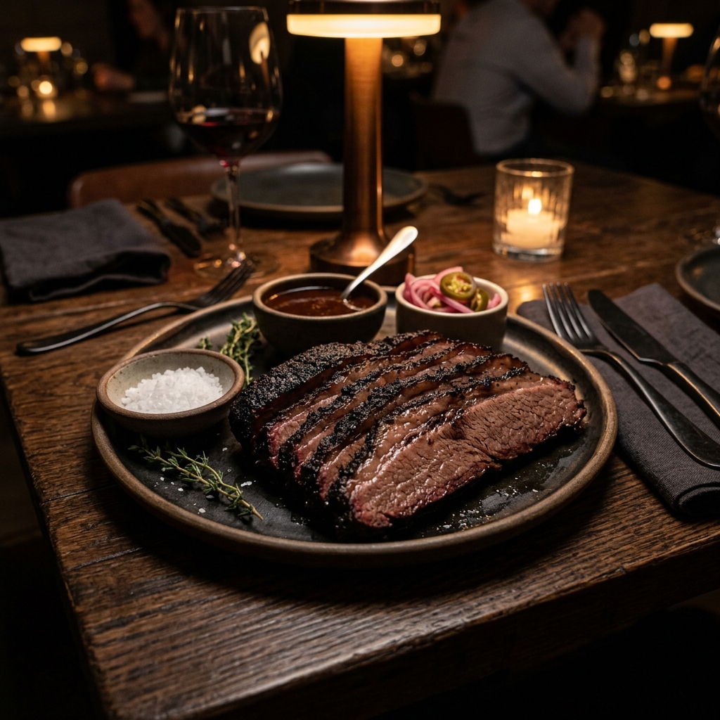 Spice-crusted wood-fired brisket