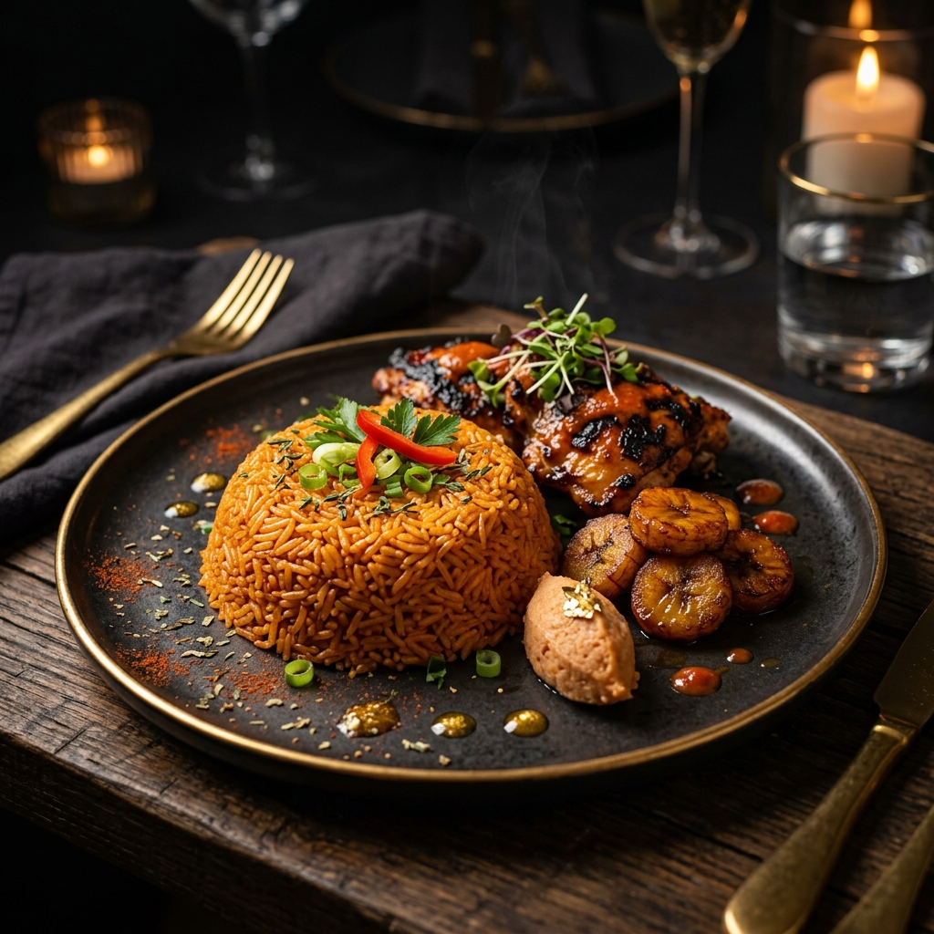 Wood-fired signature jollof rice