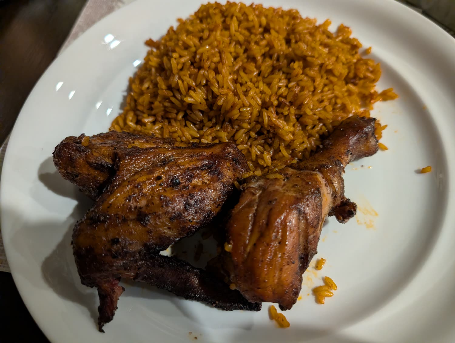 Jollof rice with smoked chicken
